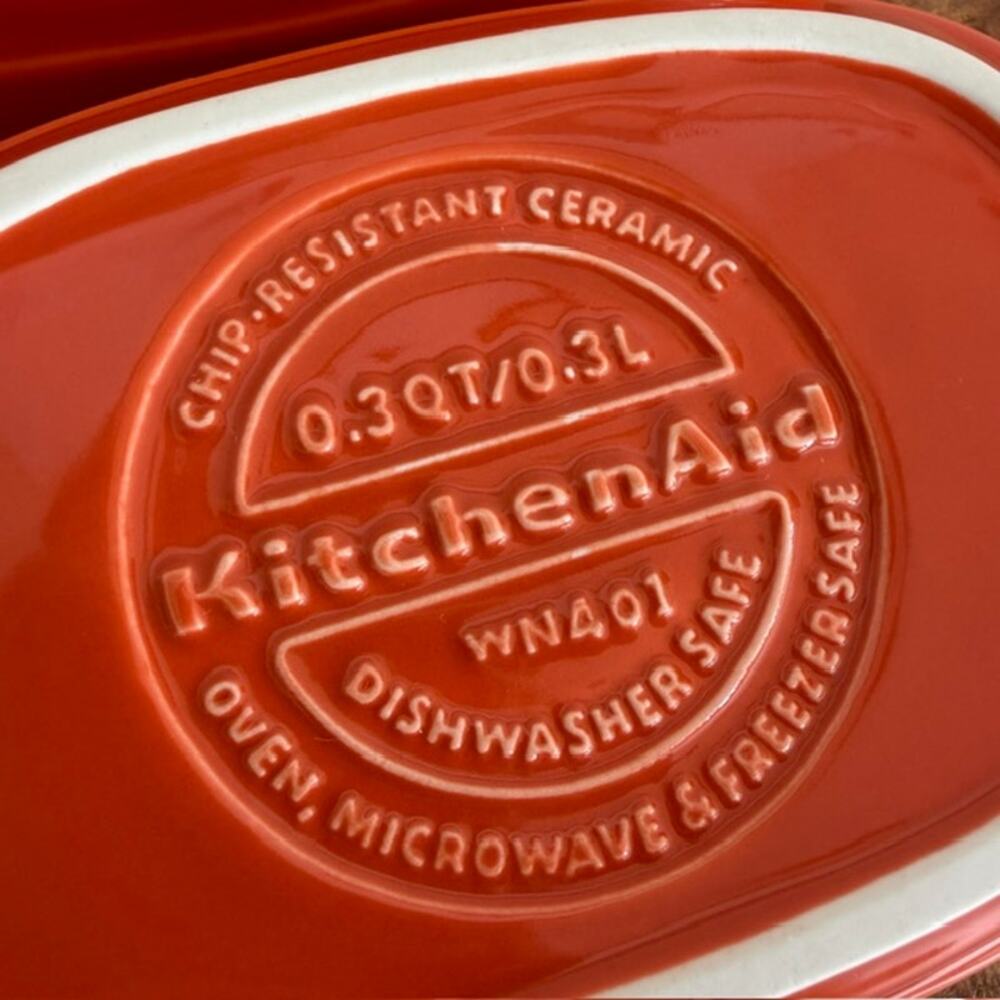 KitchenAid Orange .7qt and .3qt Chip-Resistant Ceramic Casserole Dishes - Picture 5 of 8
